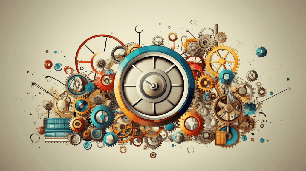 Gears and mechanisms representing SEO