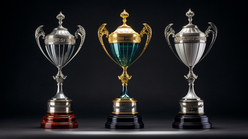 Three trophies, sitting side by side over a black background, representing the three easy on-page SEO wins presented here