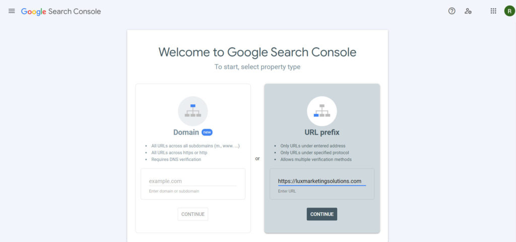 Google Search Console validating ownership via URL prefix